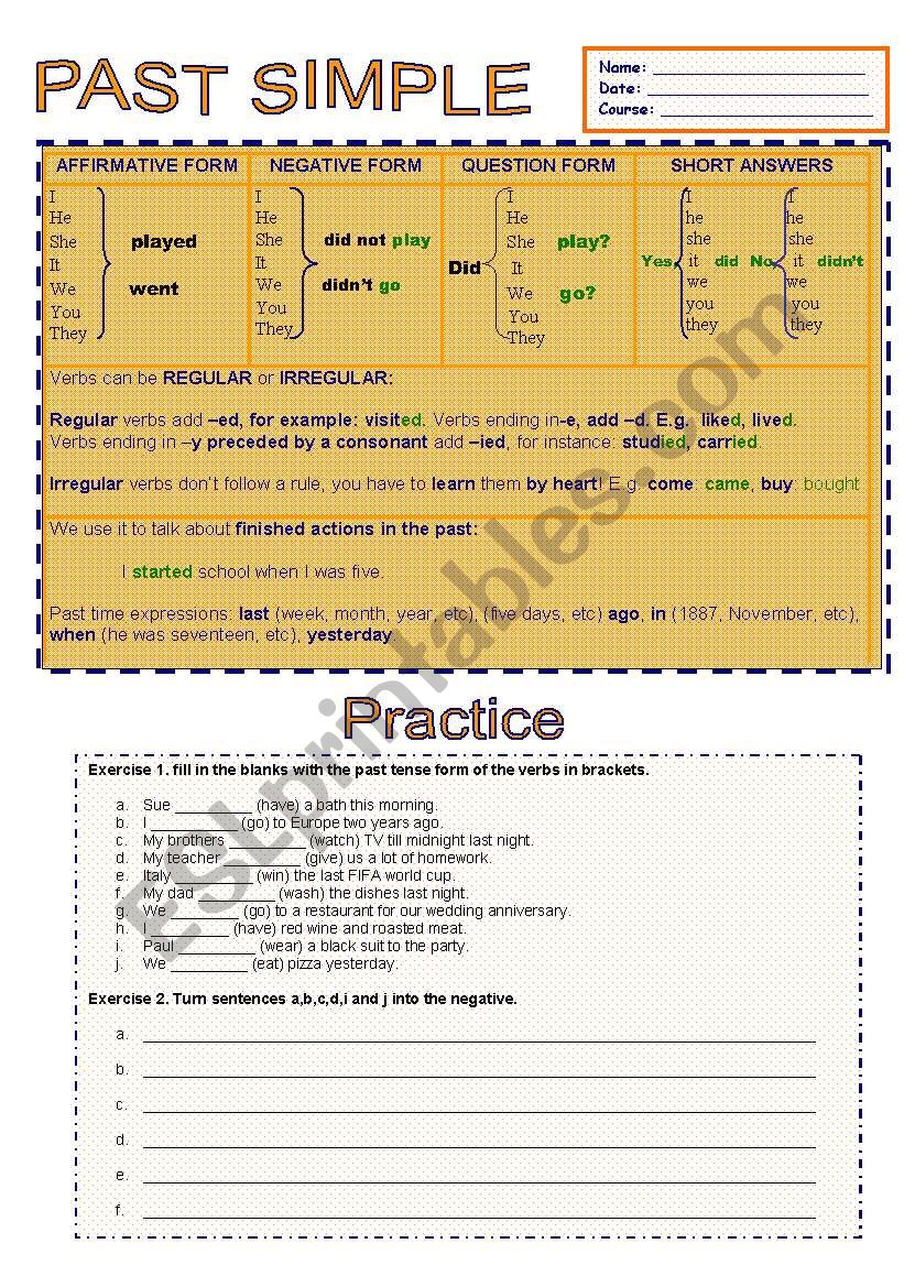 Past Simple worksheet