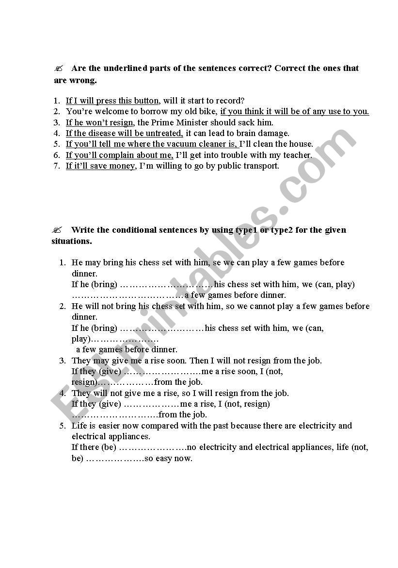 Conditionals worksheet