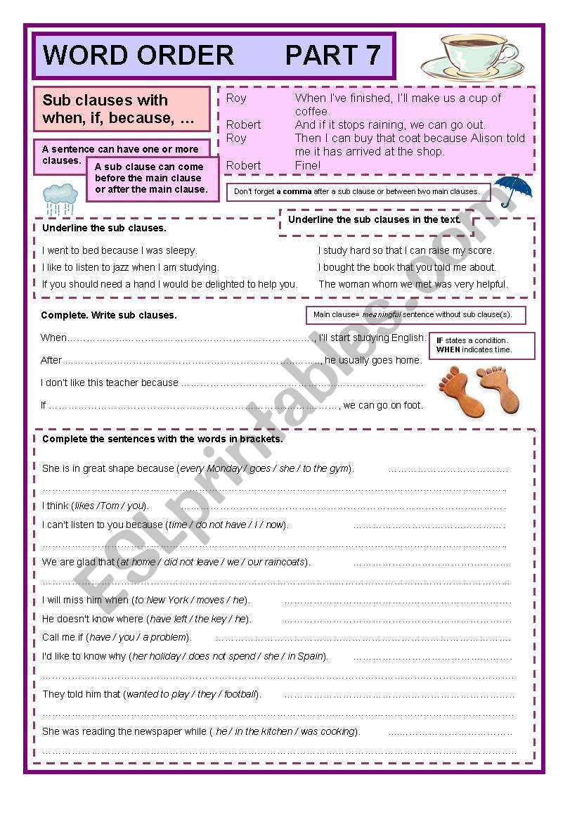 Word order part 7 sub clauses (7/7)