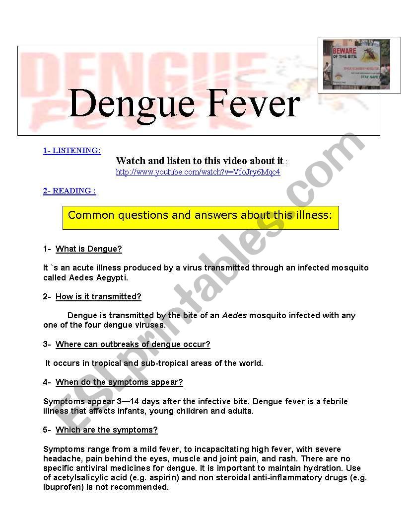 Dengue worksheet