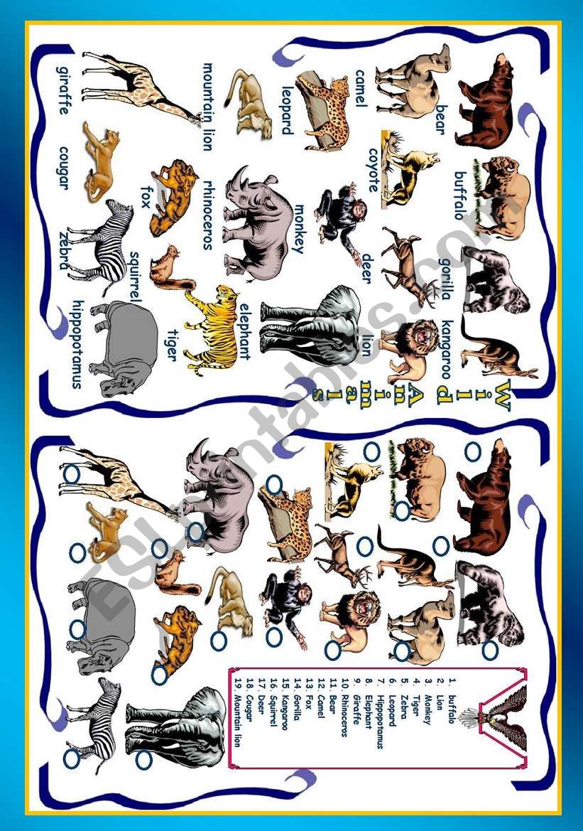 Wild Animals worksheet