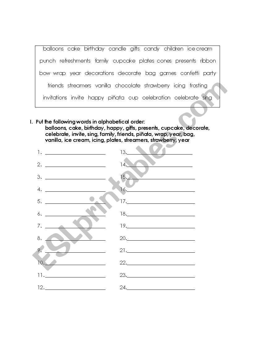 Birthday Lesson Plan worksheet