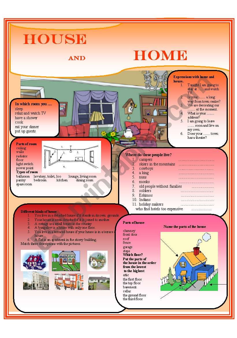 House and Home  worksheet