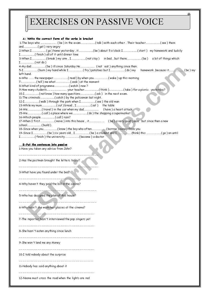 passive voice worksheet