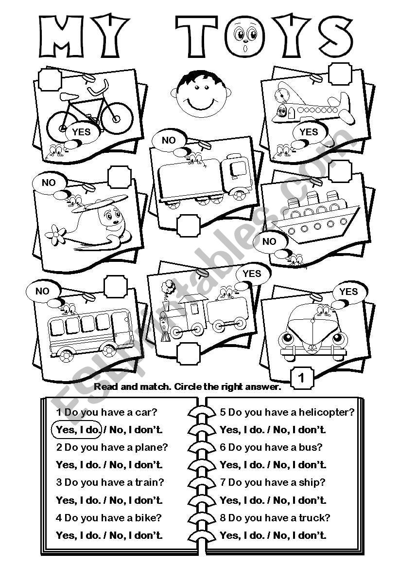 My Toys (transport vocab) worksheet