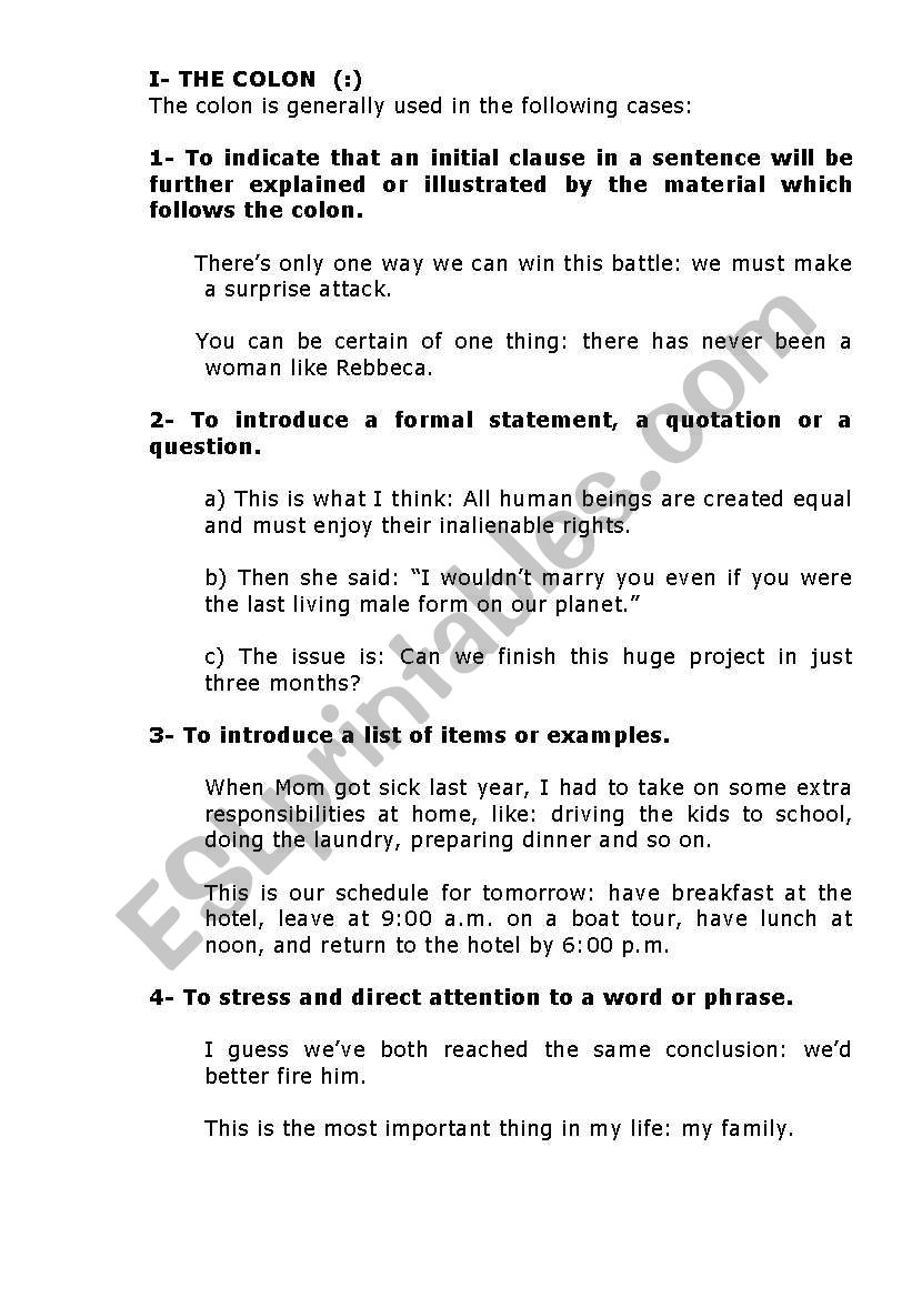 PUNCTUATION worksheet