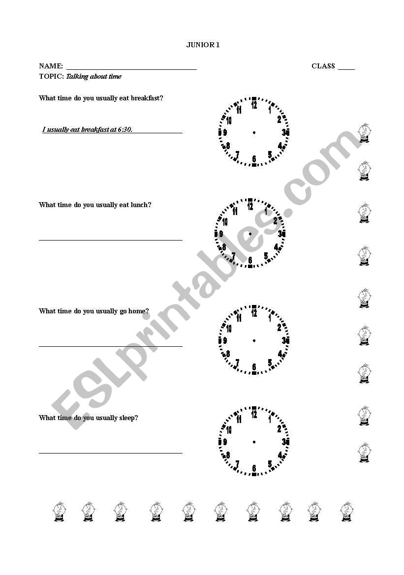 telling time worksheet