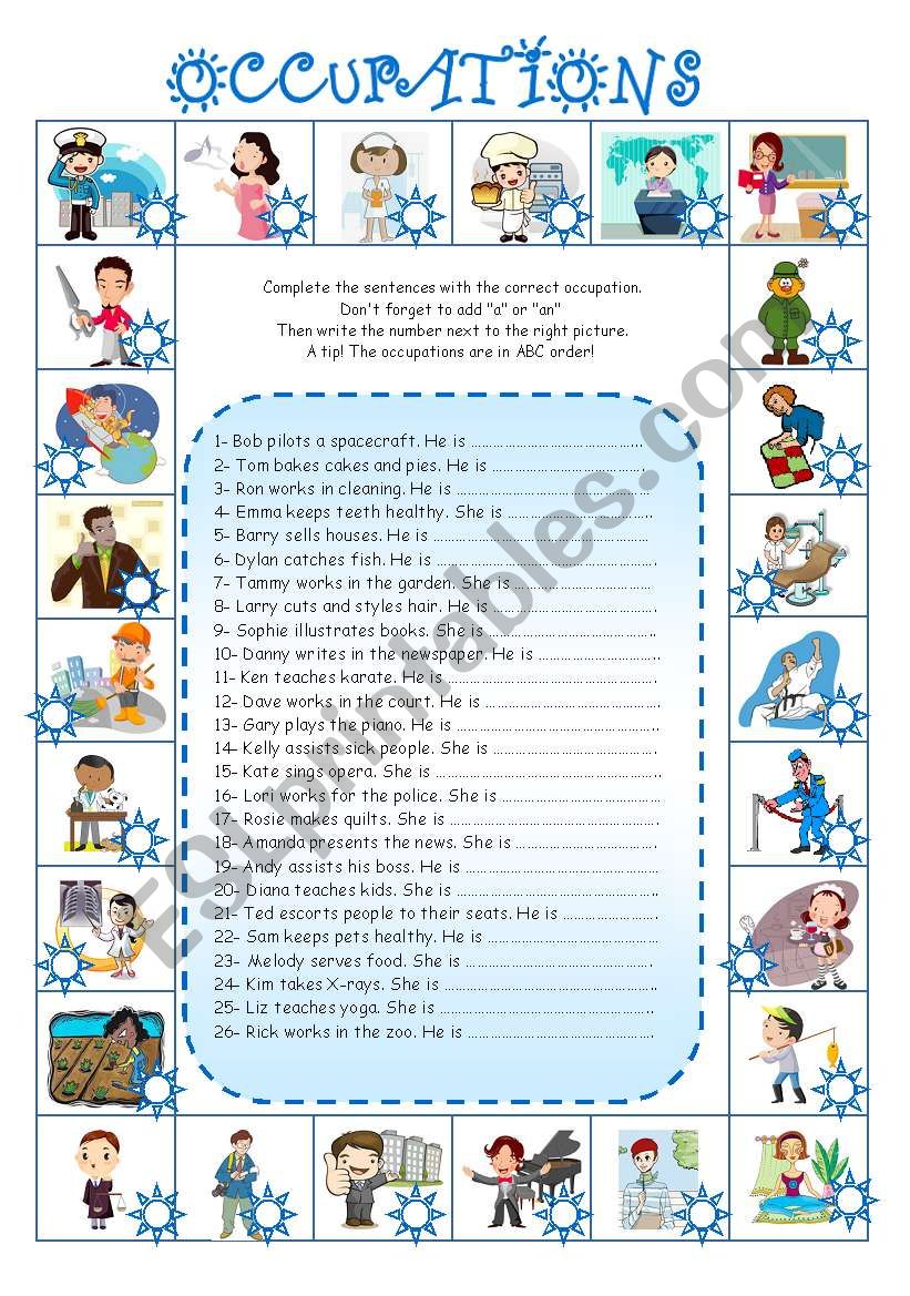 Occupations (4)  worksheet