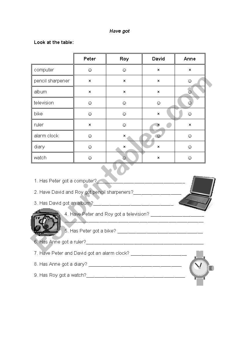 Have got - exercises worksheet