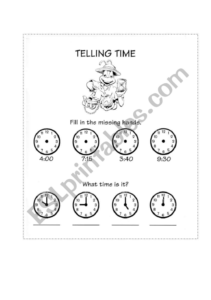telling time worksheet