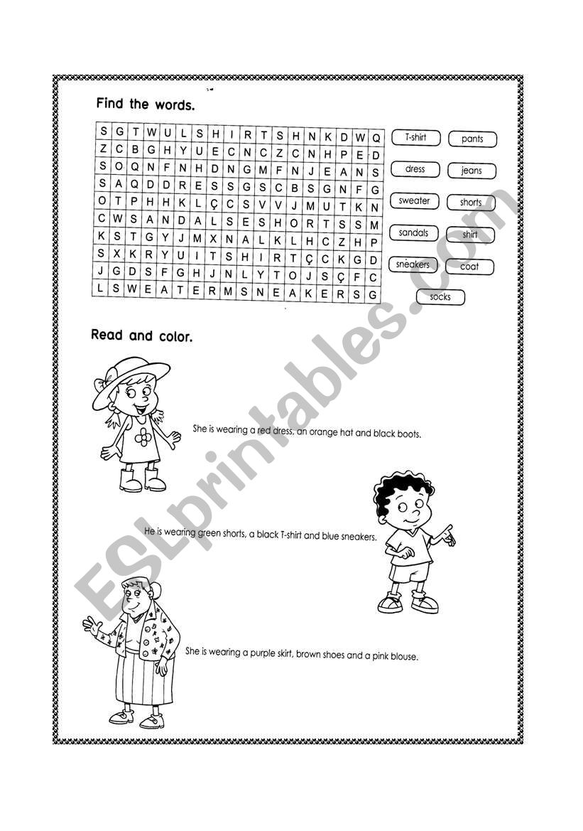 clothes worksheet