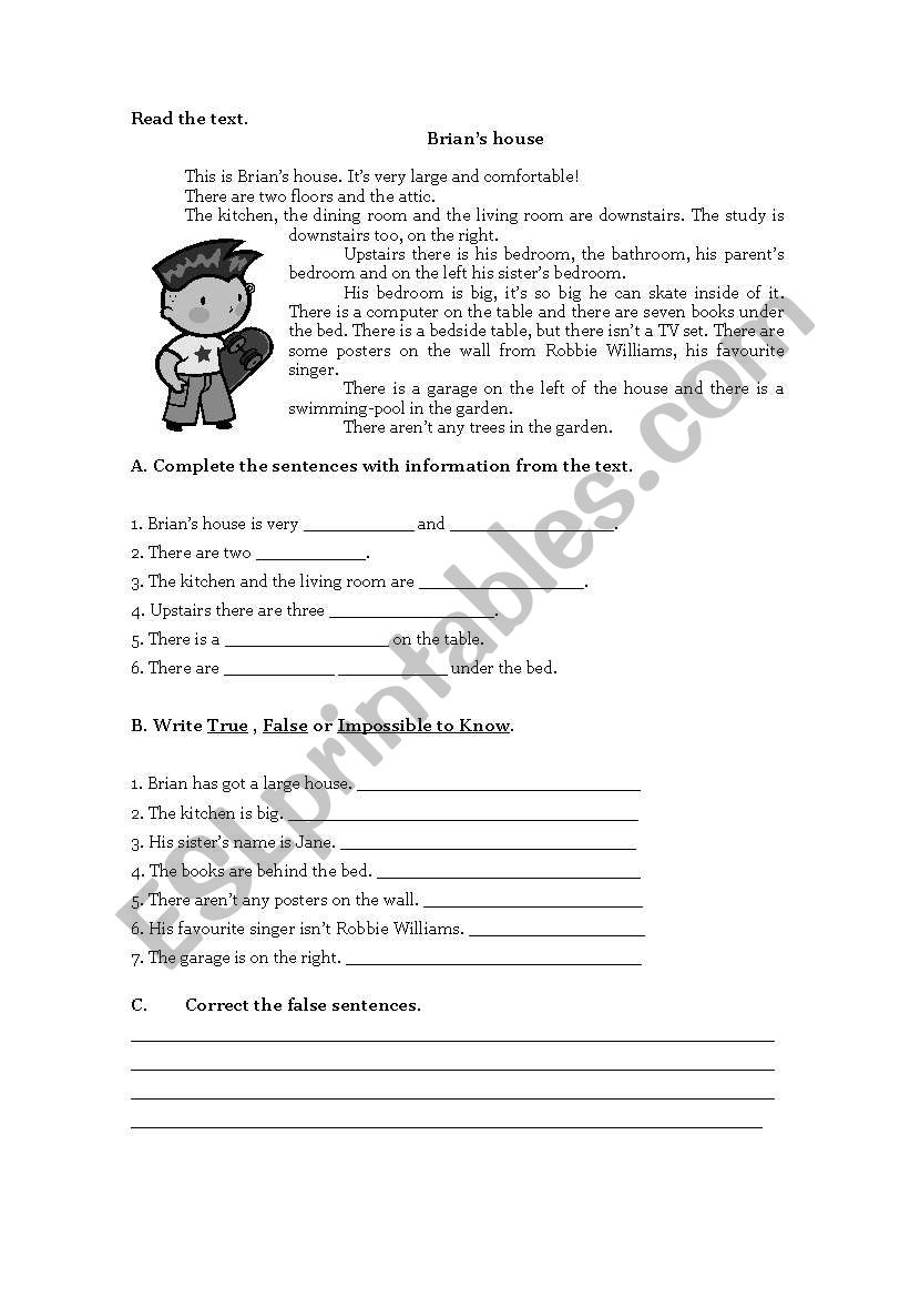 Brians House worksheet