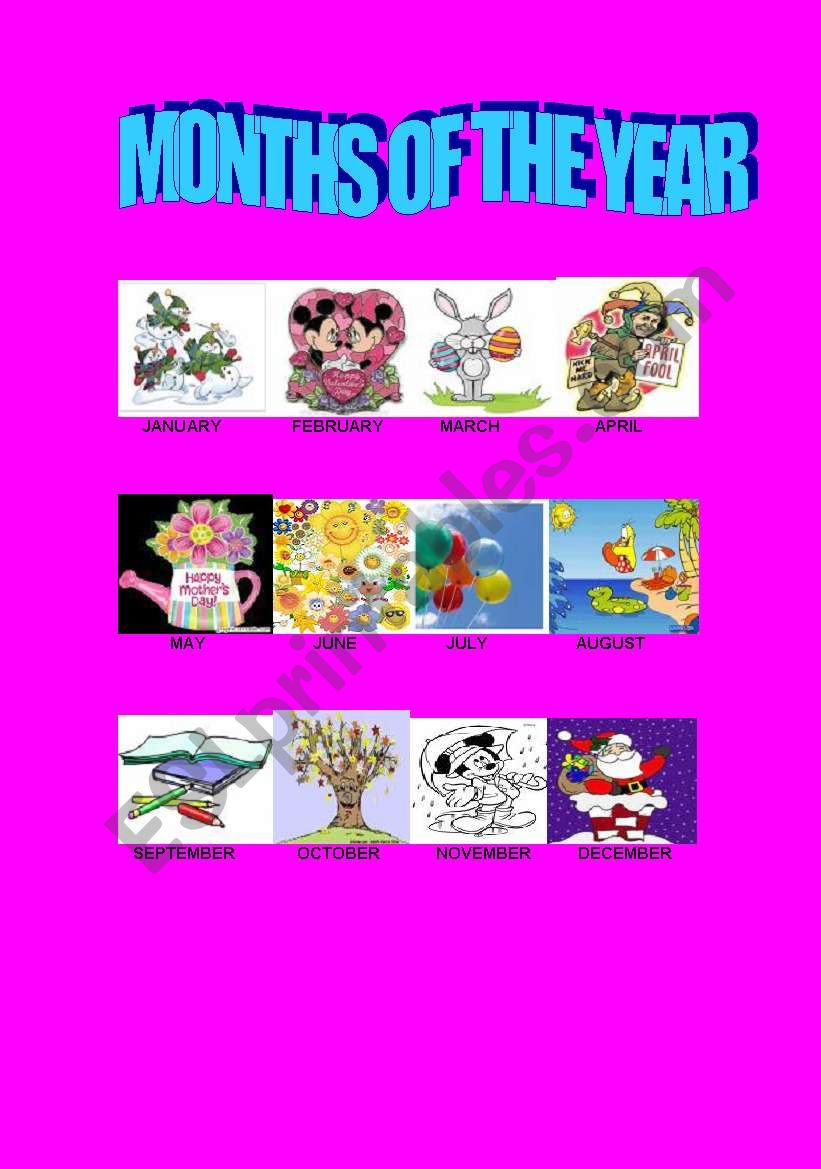 MONTHS OF THE YEAR worksheet