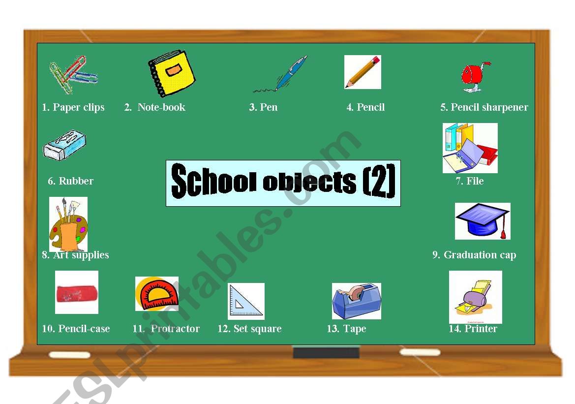 School objects pictionary (2) worksheet