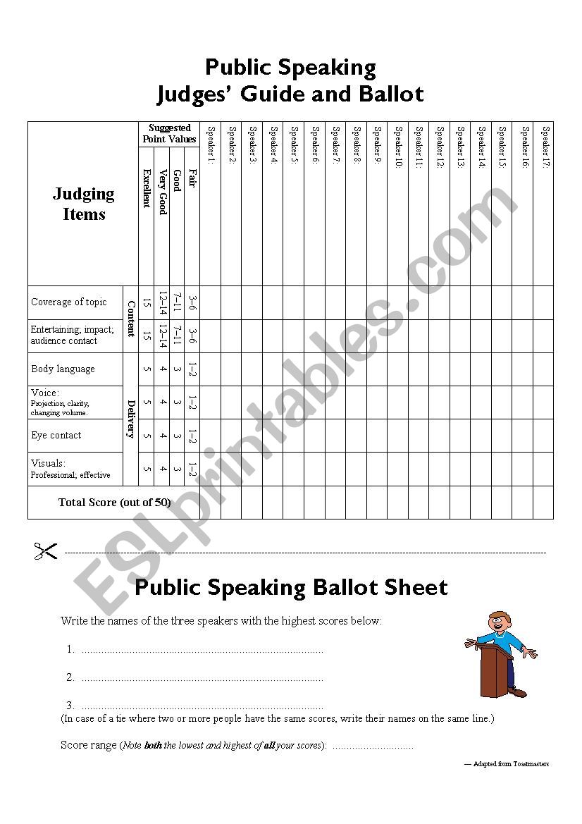 Presentations - Judges Ballot worksheet