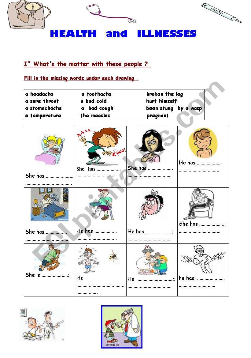 Health And Diseases 3 Interesting And Useful Exercises Esl Worksheet By Patou