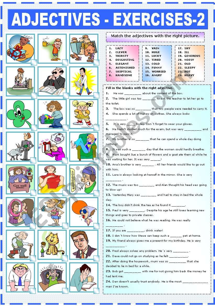 ADJECTIVES - EXERCISES worksheet