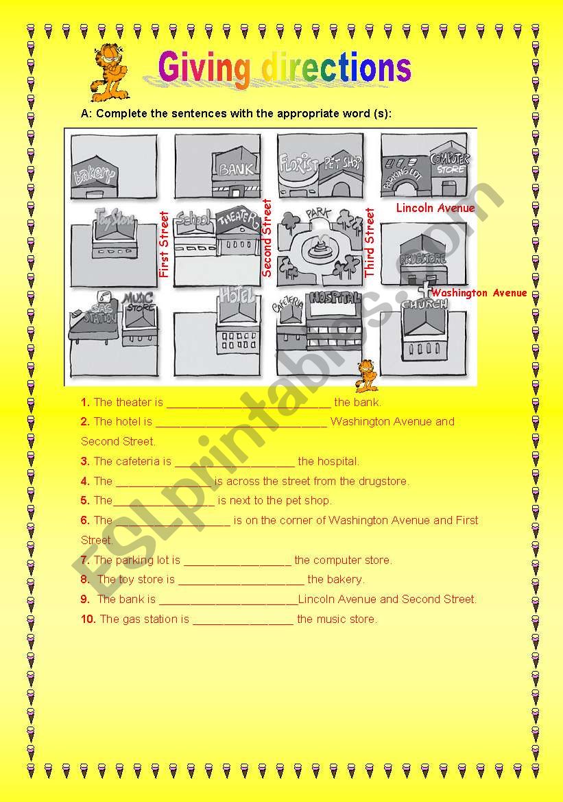 Giving directions worksheet