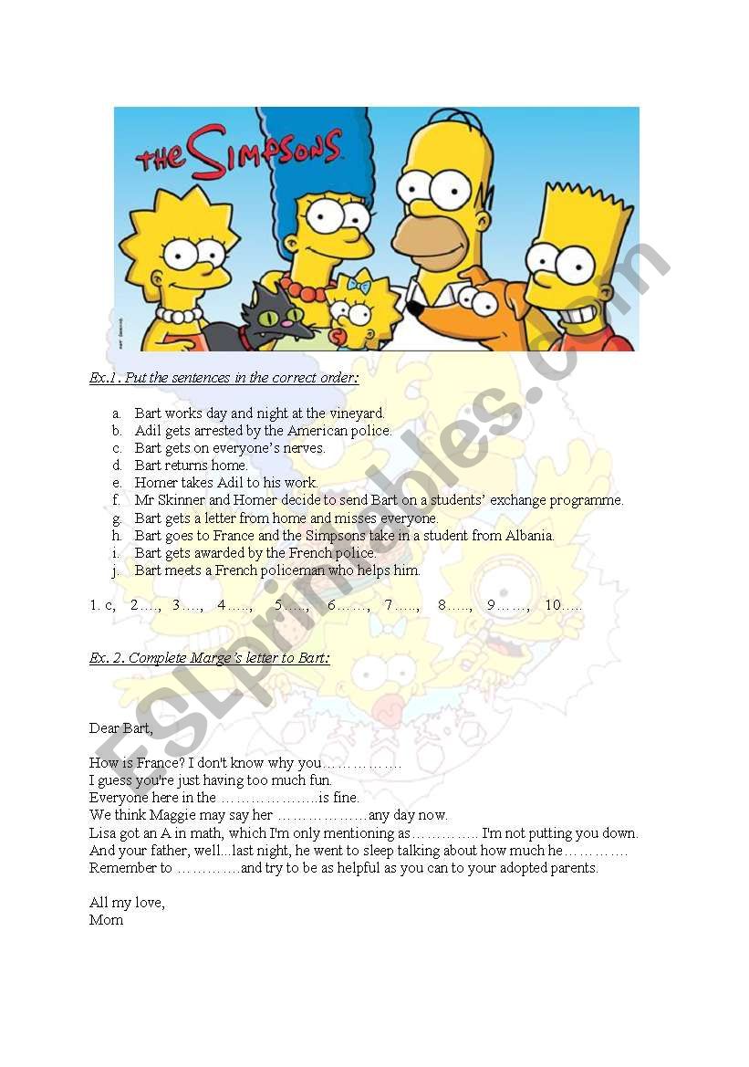 The Simpsons episode worksheet