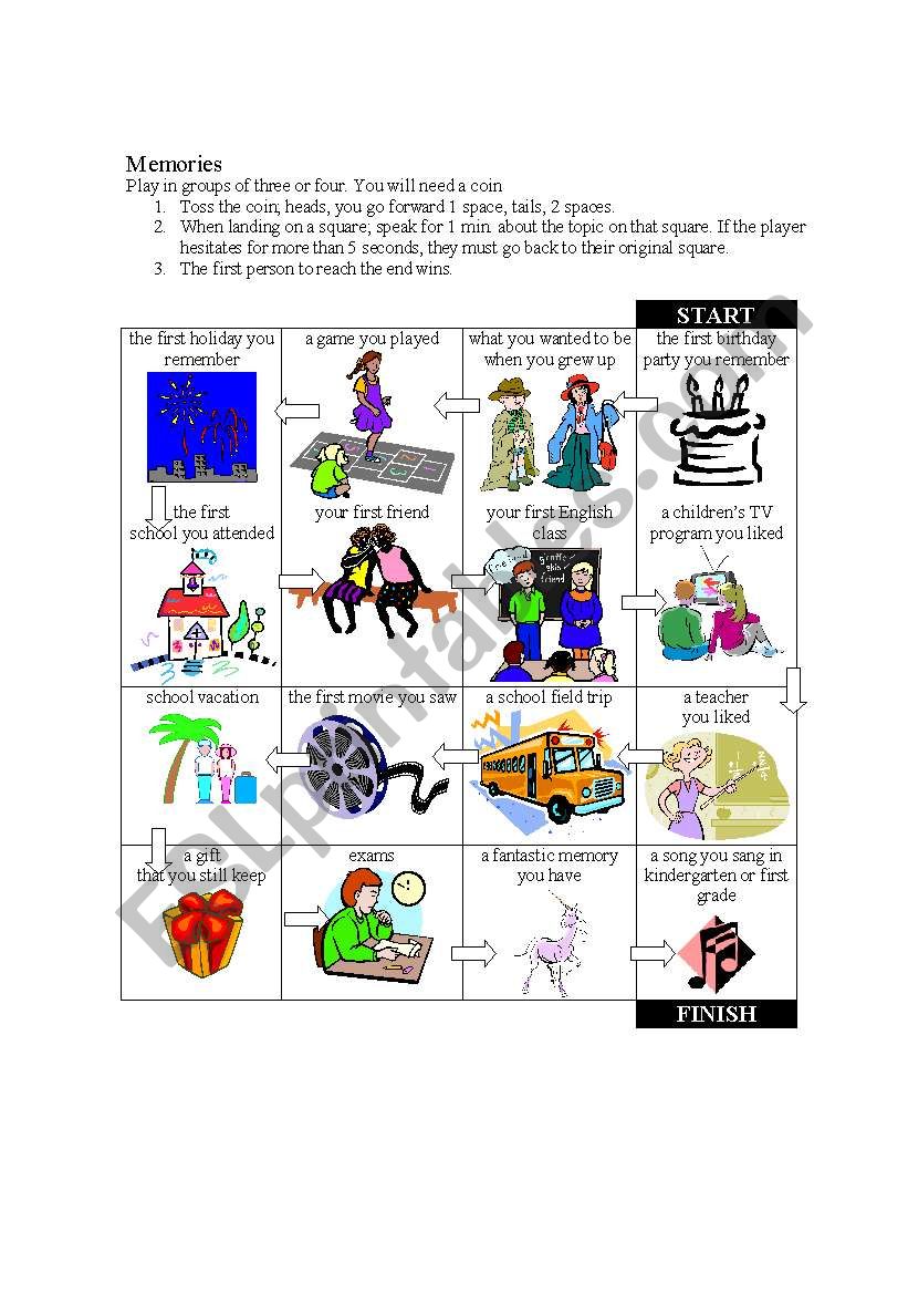 Memory game  worksheet