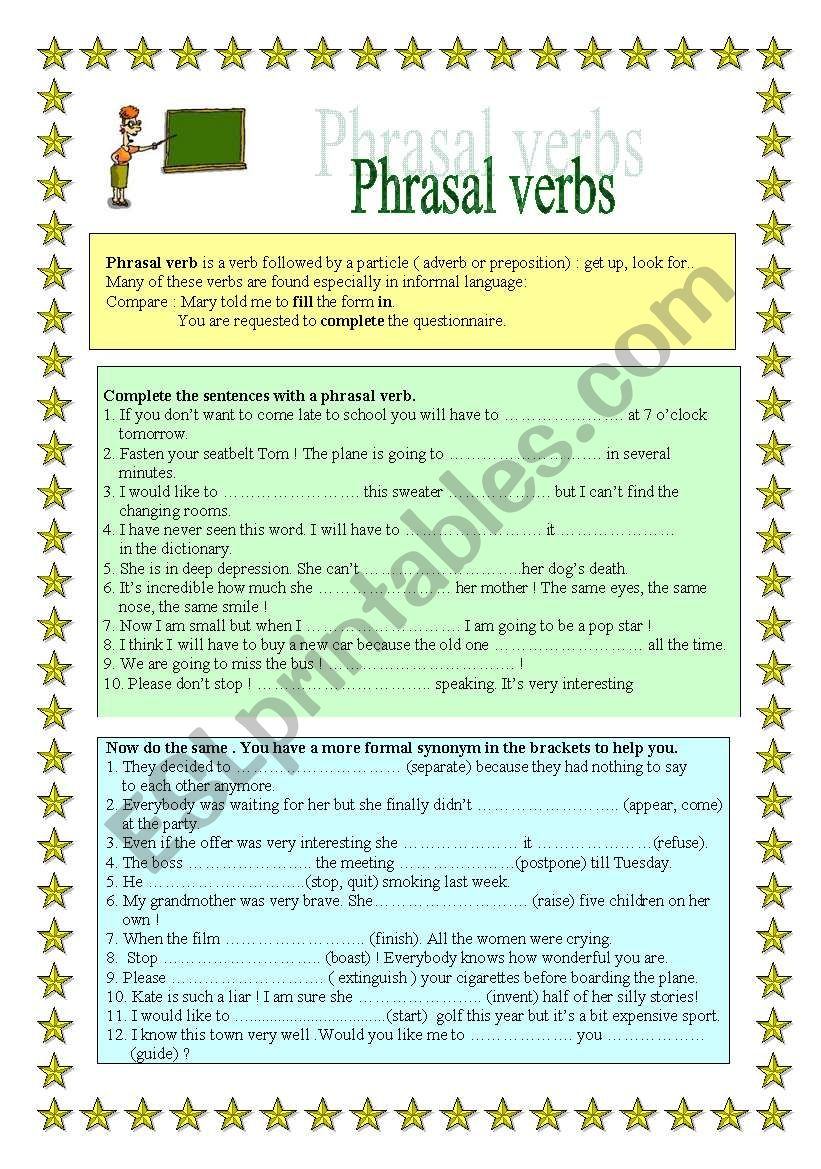 Phrasal verbs worksheet