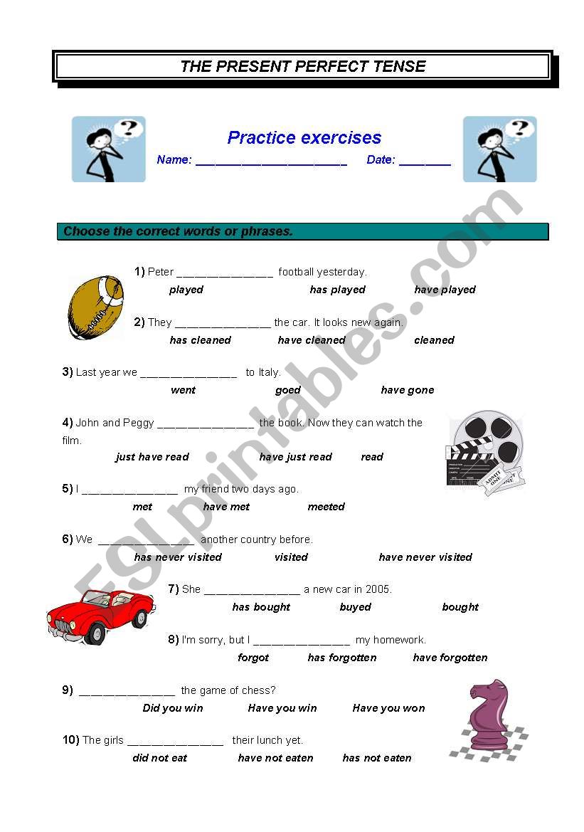 present perfect practise exercises