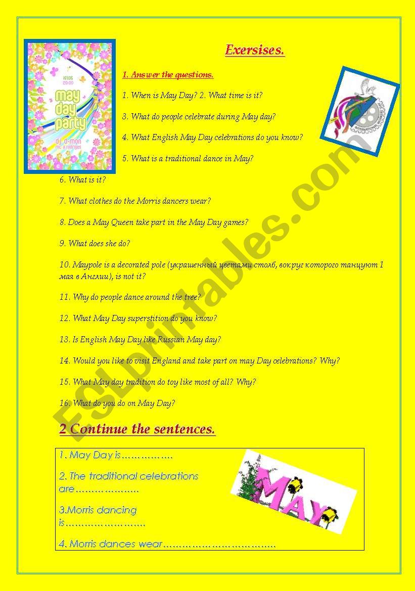 May Day part 2 worksheet