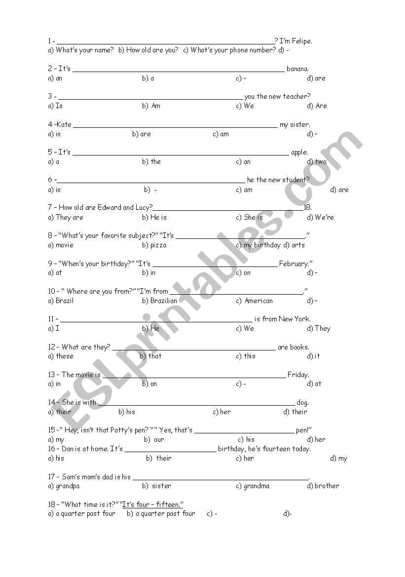 mixed exercises worksheet