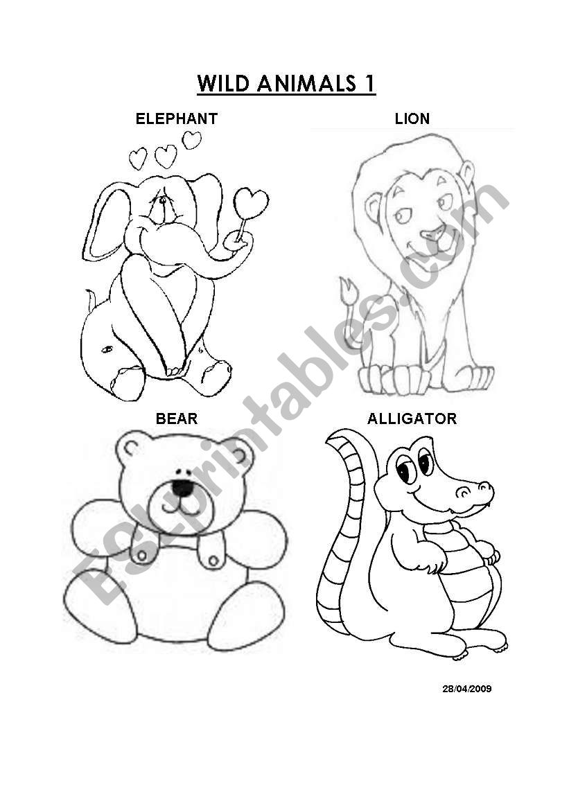 WILD ANIMALS TO COLOR worksheet