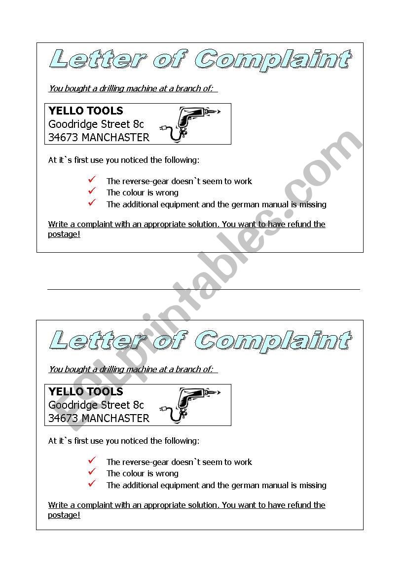 Letter of Complaint (Information)