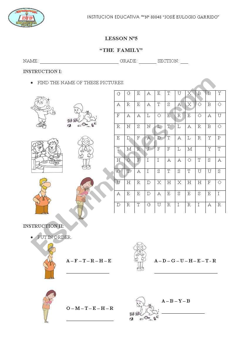 THE FAMILY worksheet