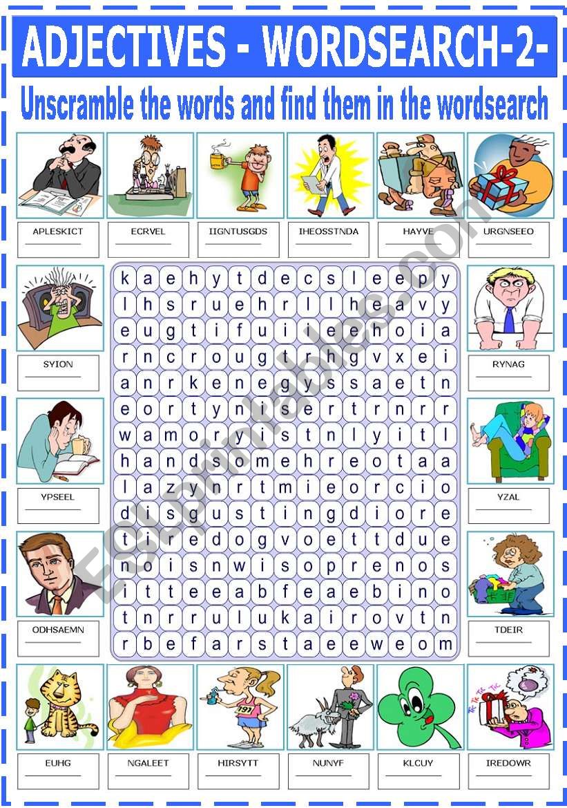 ADJECTIVES - WORDSEARCH -2- worksheet