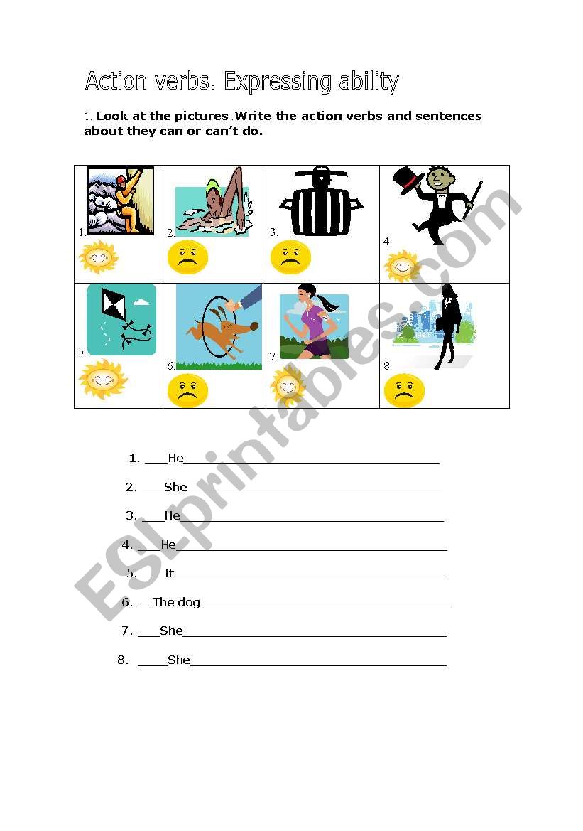 action verbs  worksheet