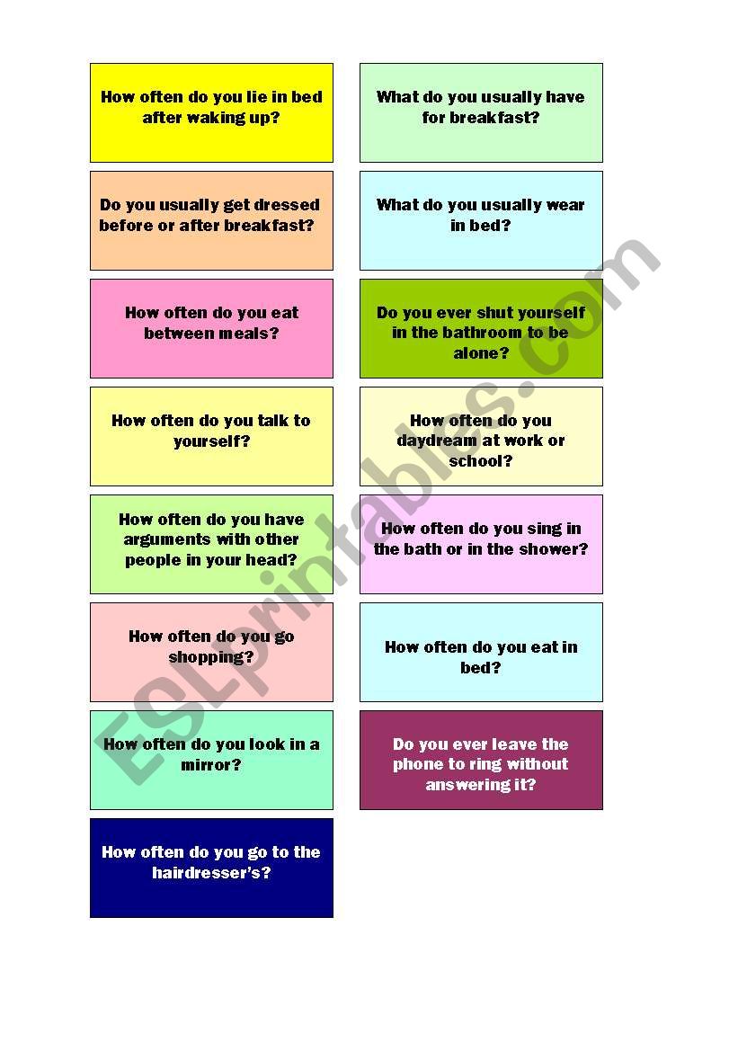 Adverbs of frequency - activity cards - walkaround