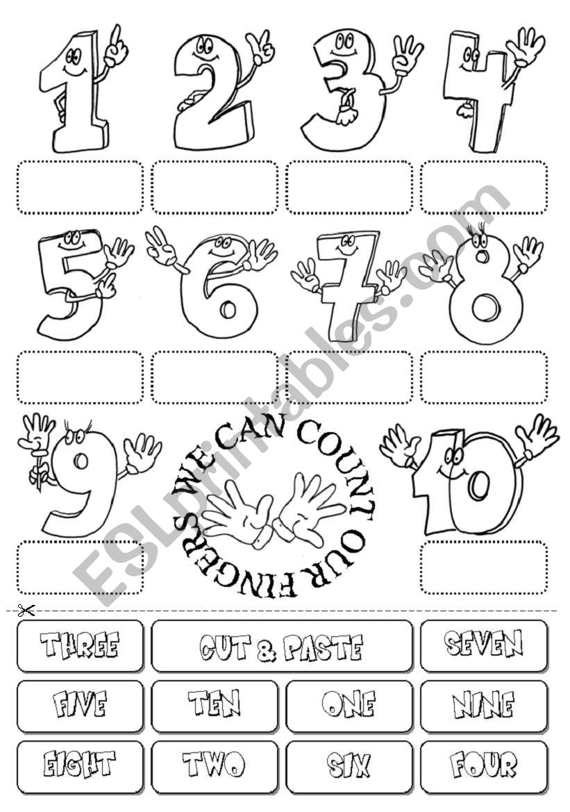 Count the fingers (numbers 1-10) - ESL worksheet by gabitza