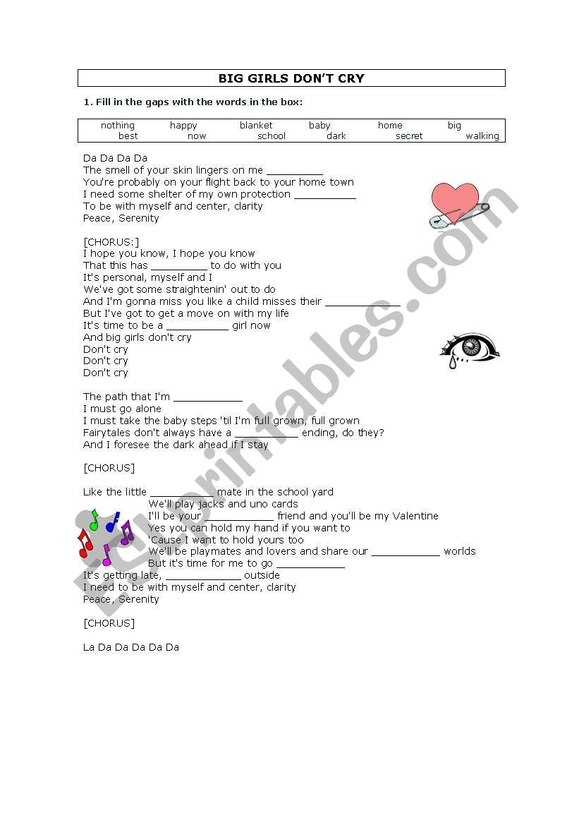 BIG GIRLS DONT CRY worksheet