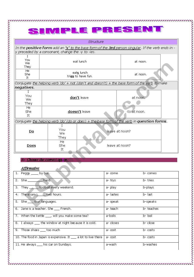 Simple Present worksheet