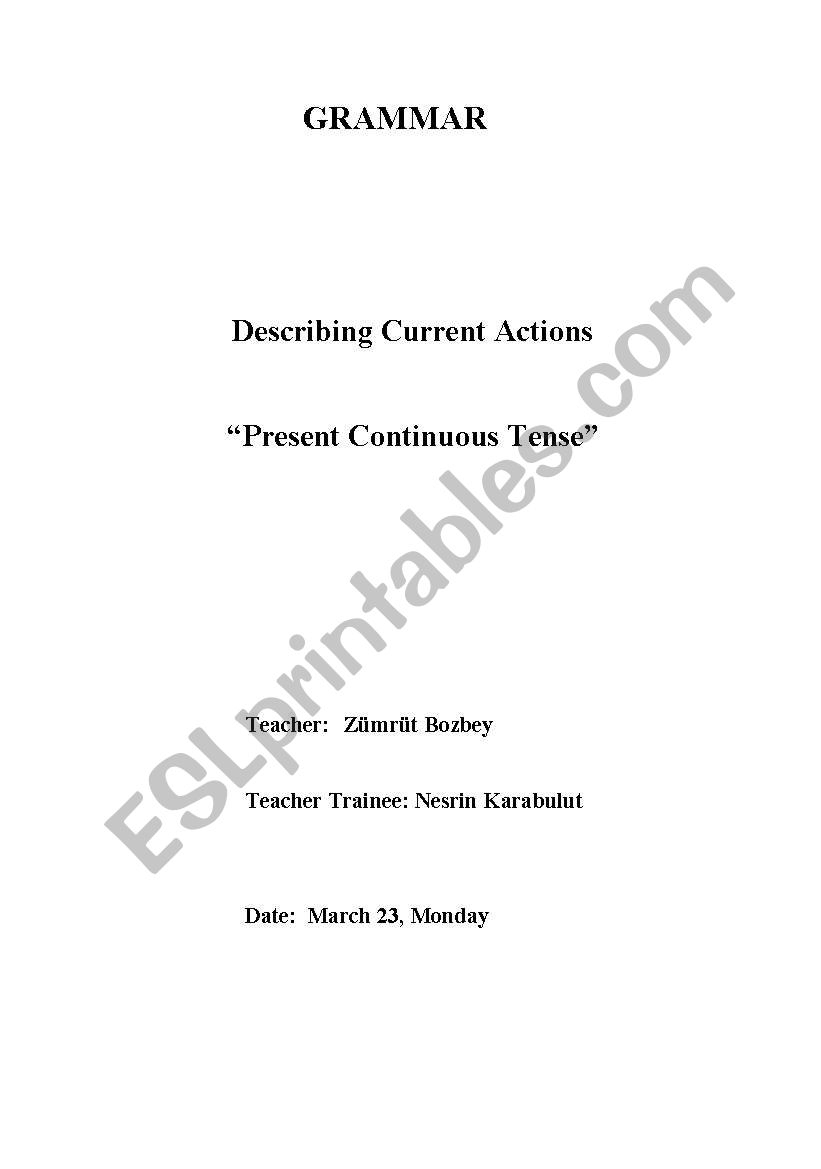 present continuous lesson plan 