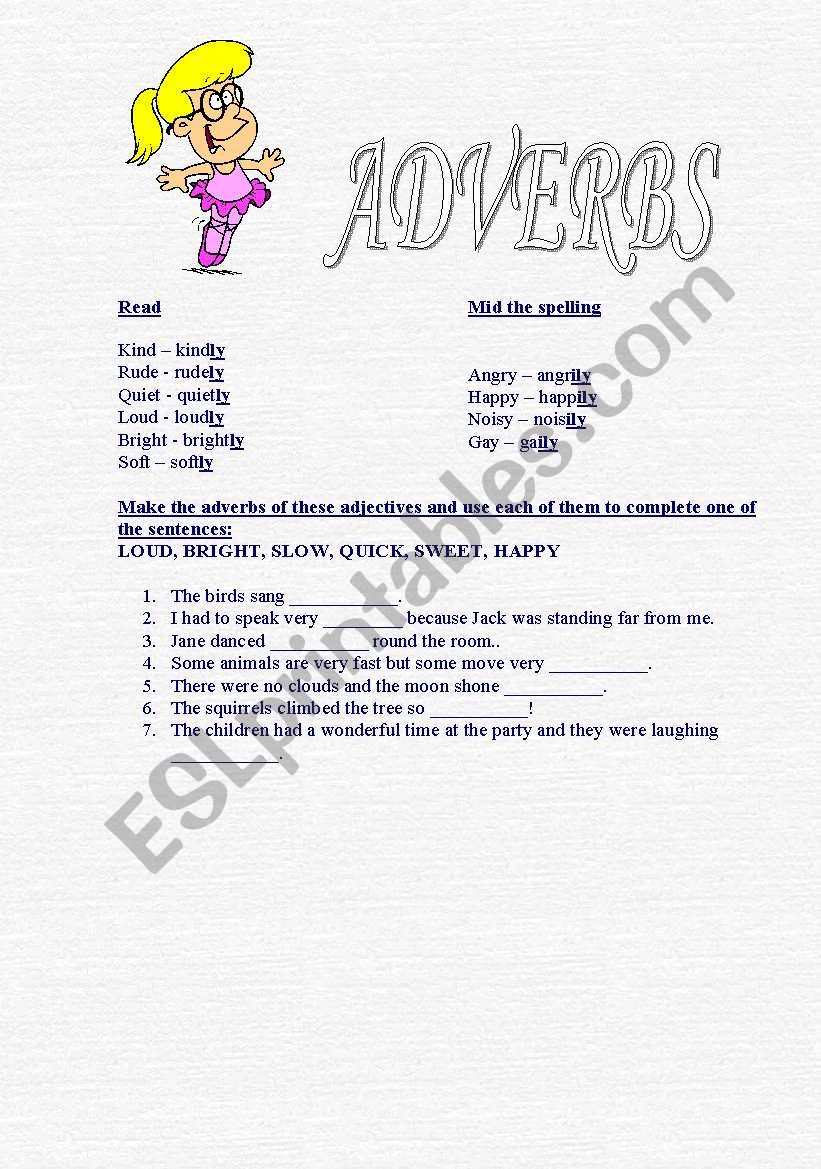 Adverbs worksheet