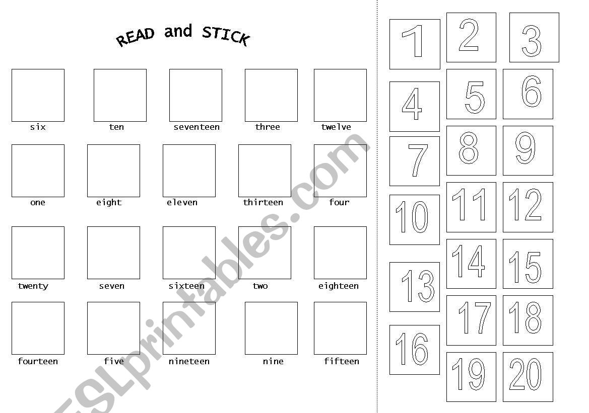 numbers worksheet