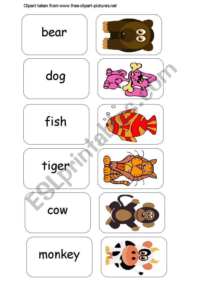 Memory Game -ANIMALS worksheet