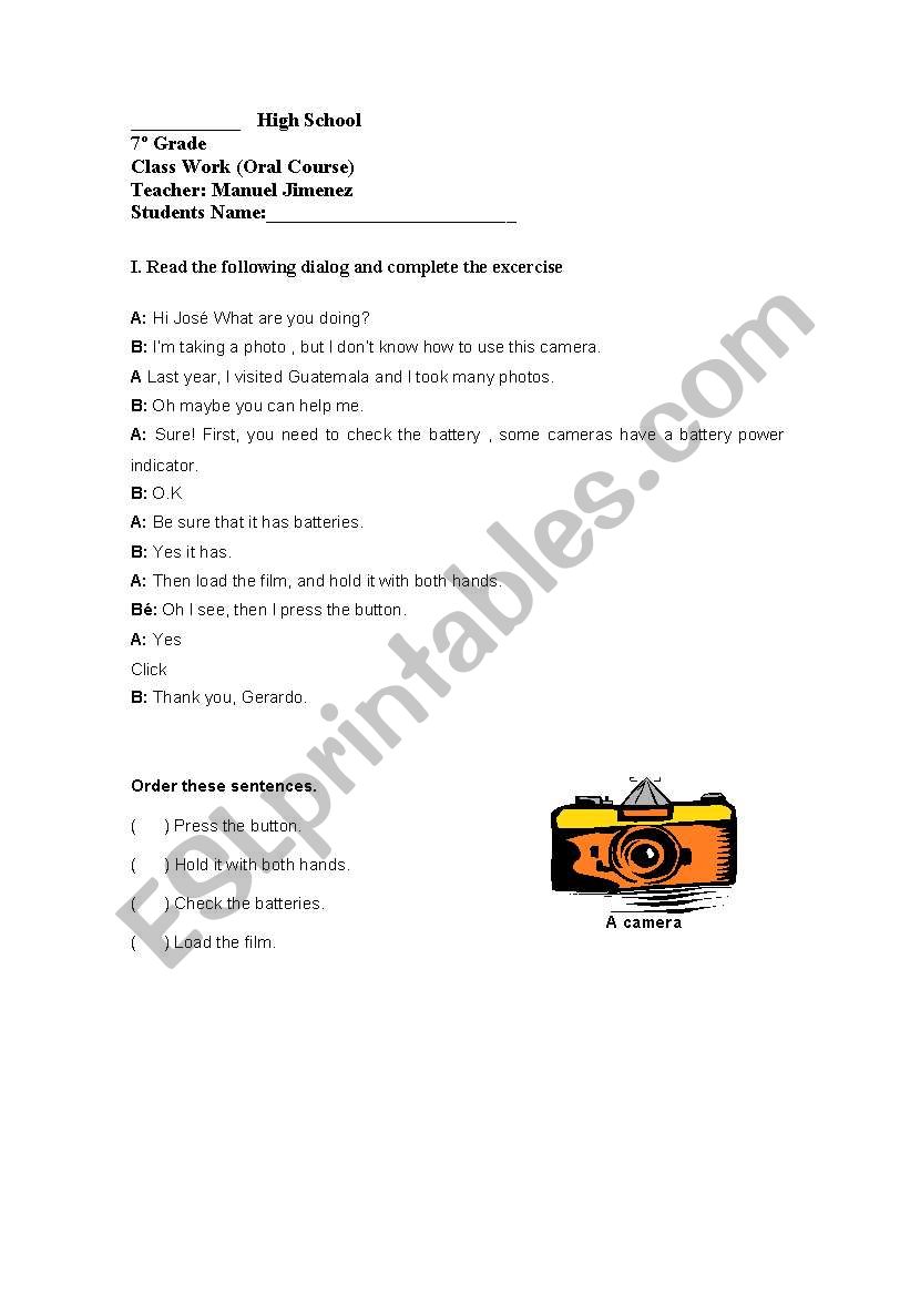 Giving Instructions  worksheet