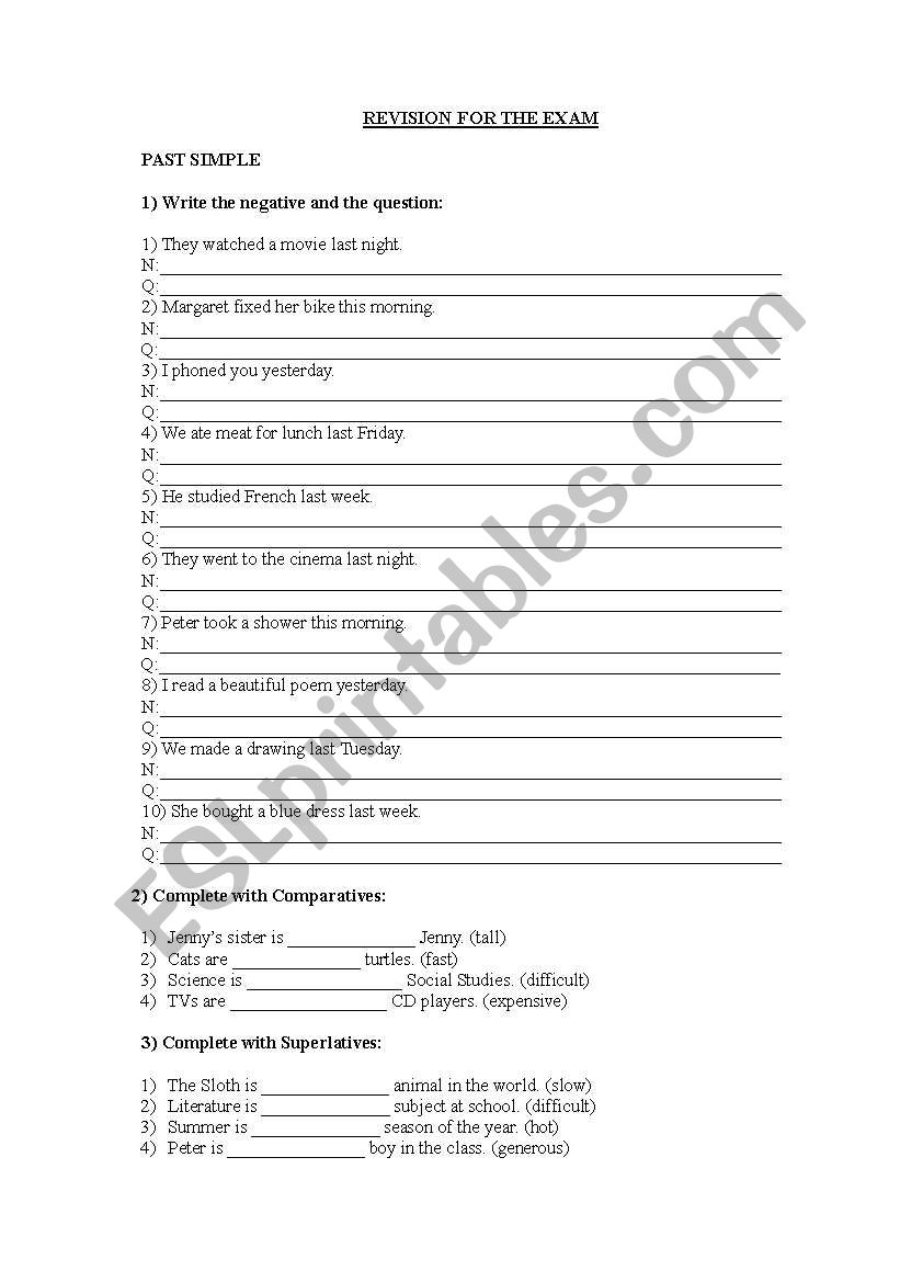 Comparatives & Superlatives + Simple Past