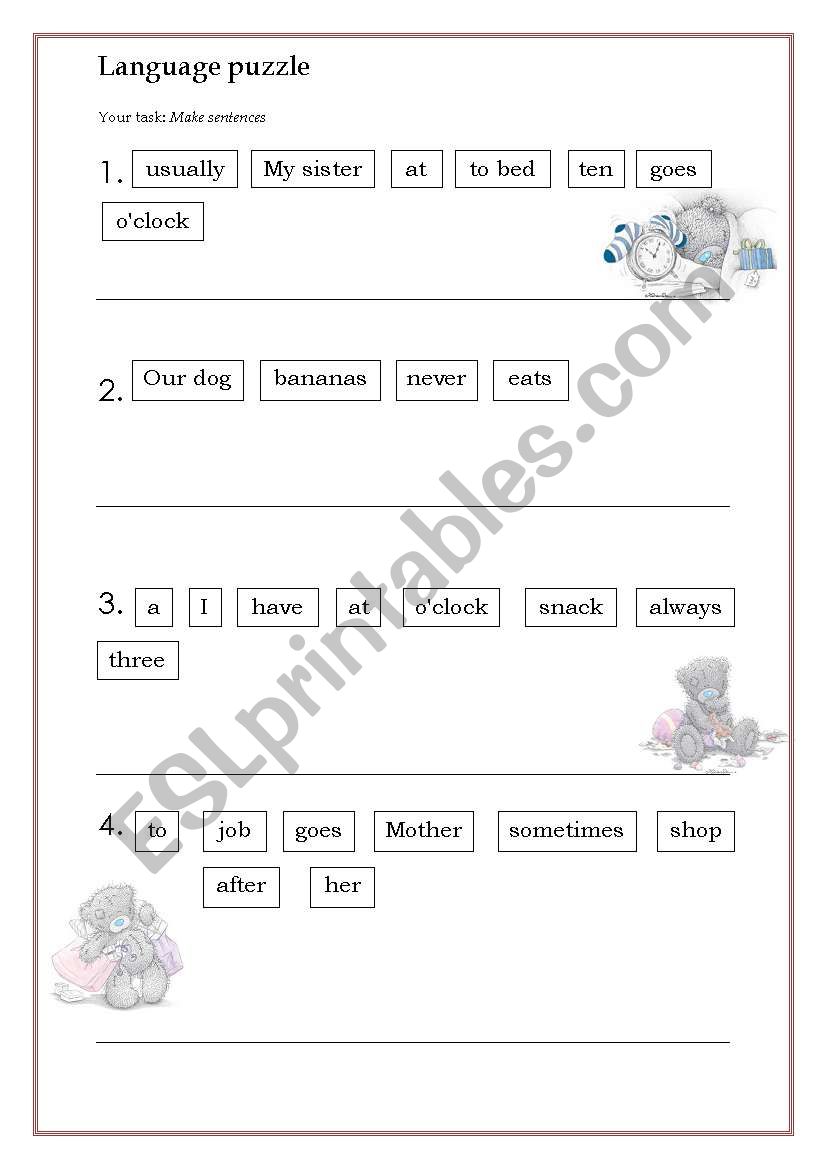 Language puzzle worksheet