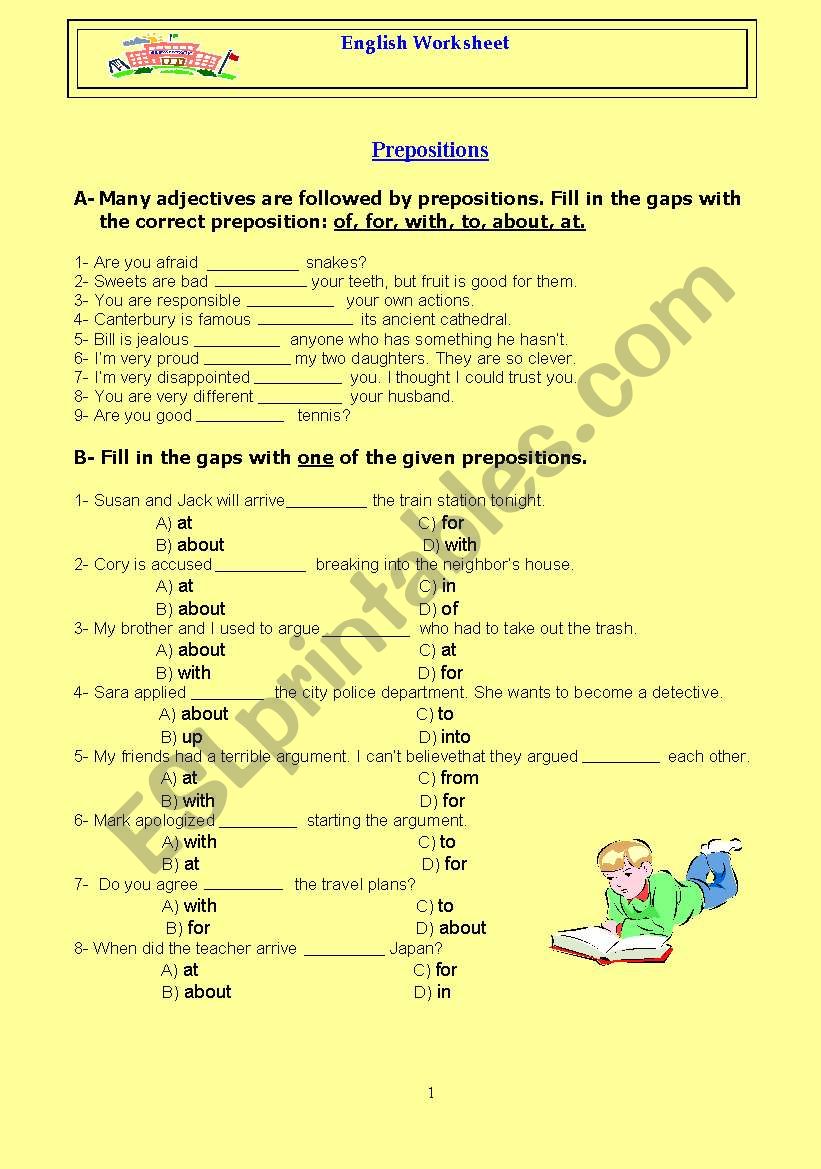 Prepositions worksheet