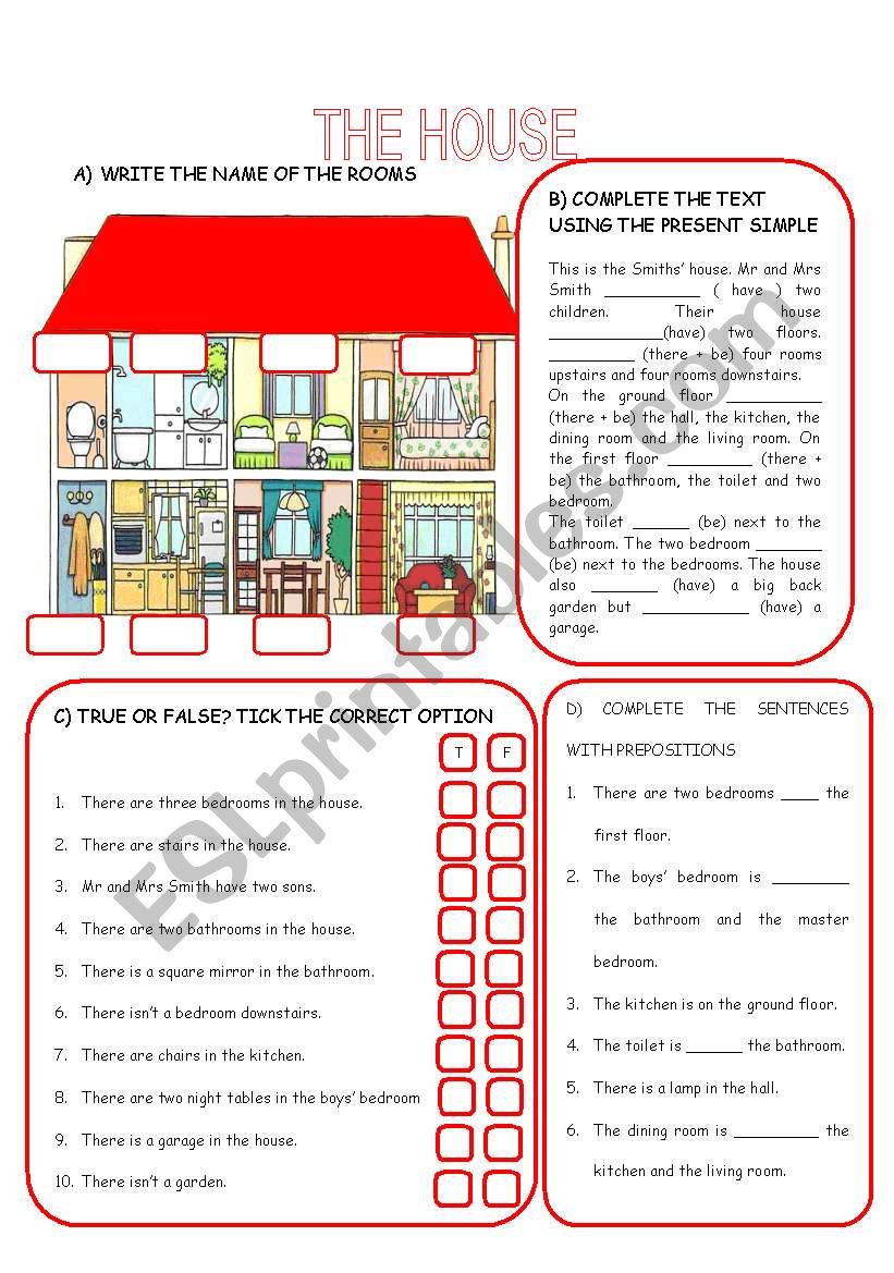 THE HOUSE / PREPOSITIONS/ THERE + BE + present simple