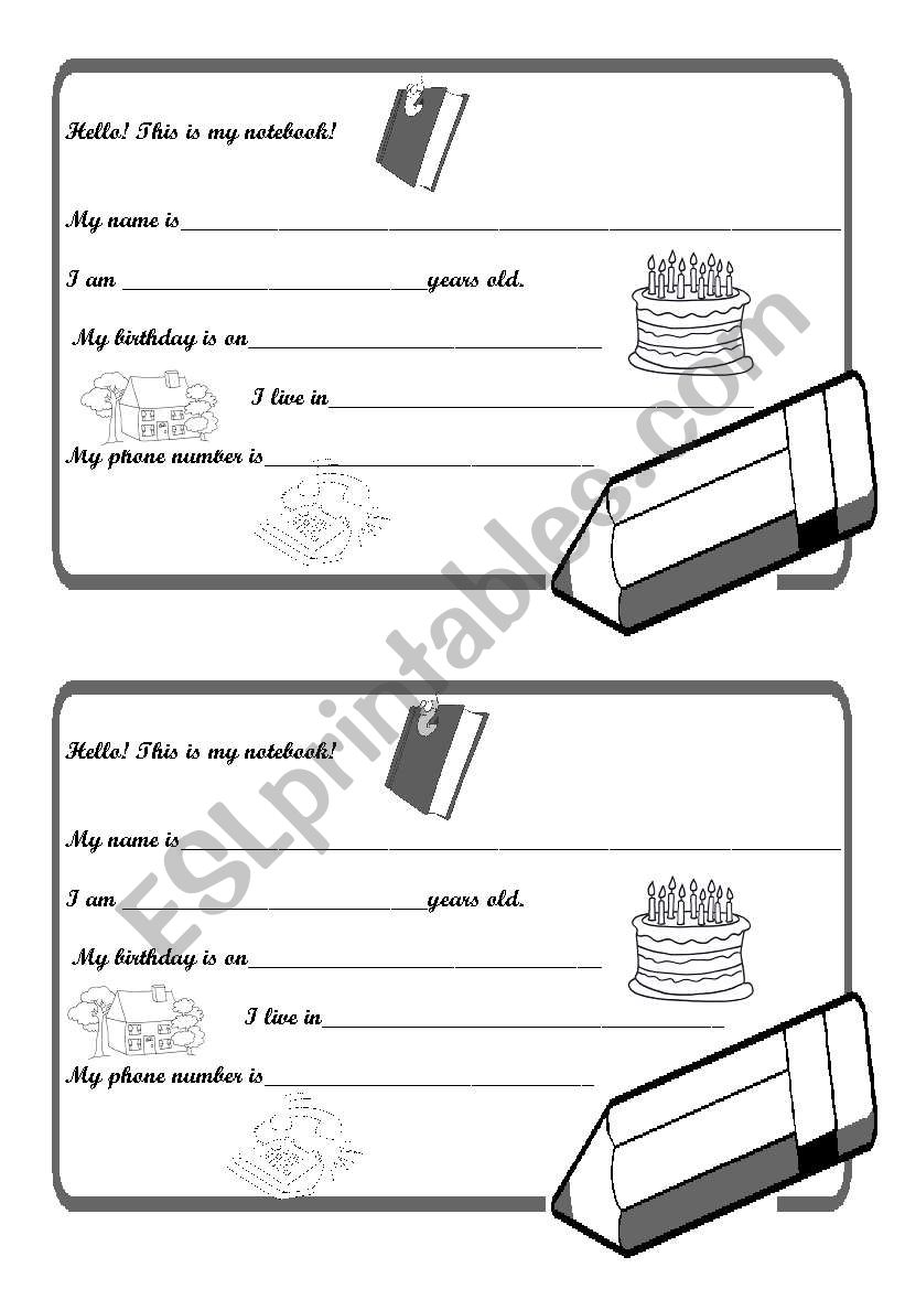 introduction card worksheet