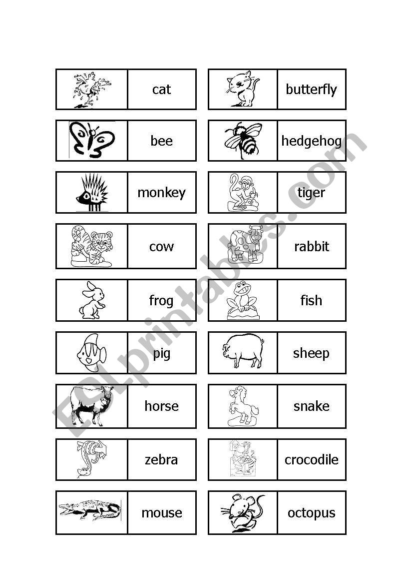 Animal Dominoes worksheet