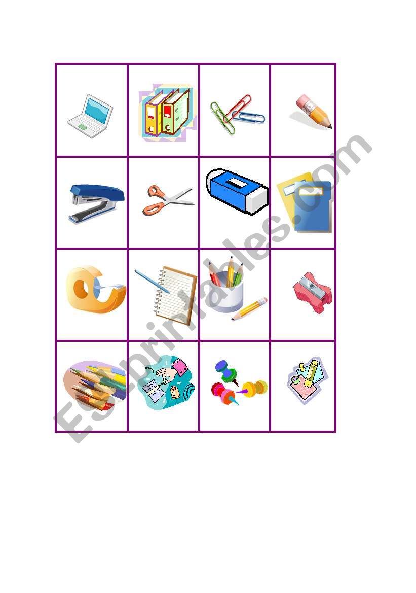 School supplies worksheet