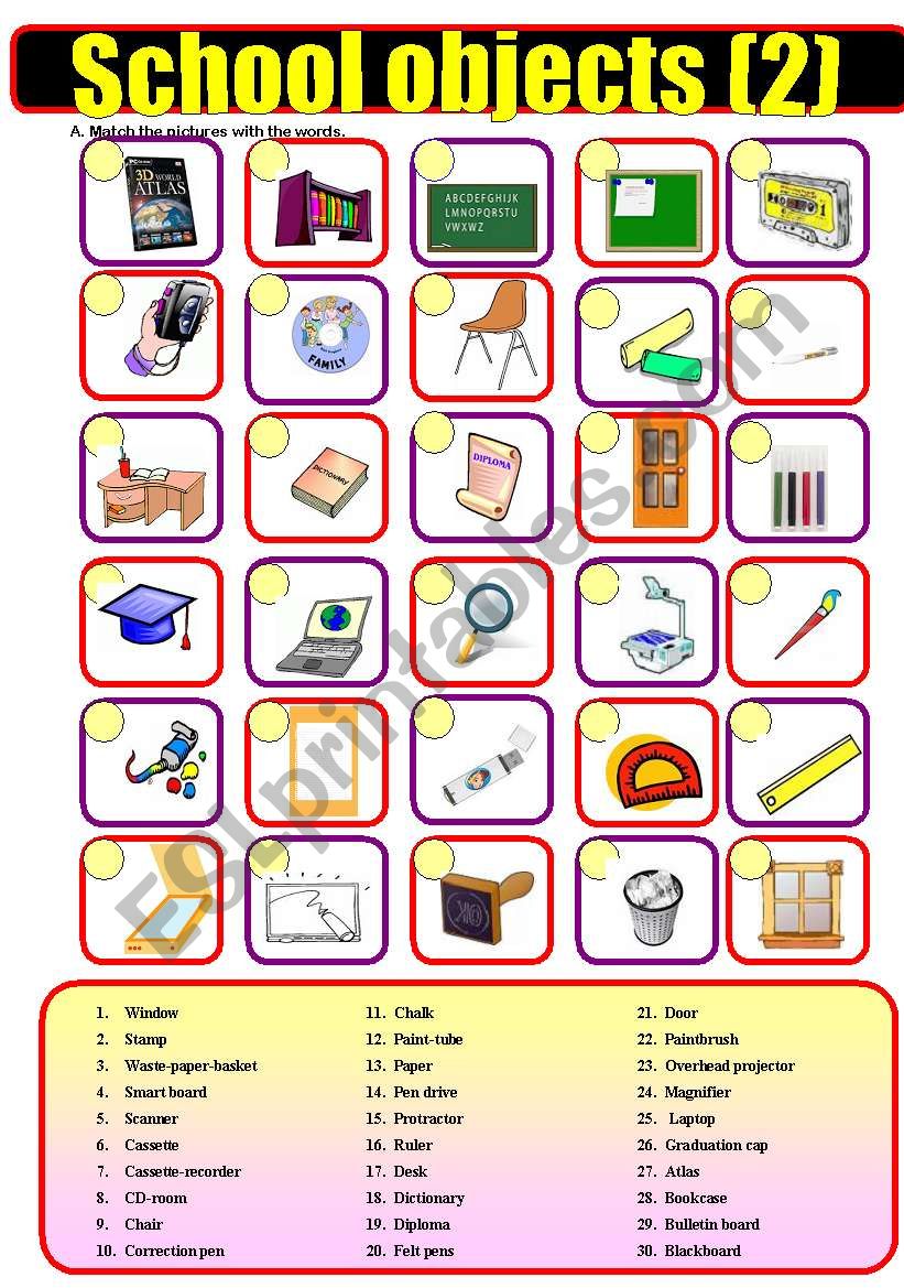 School objects (2)   worksheet